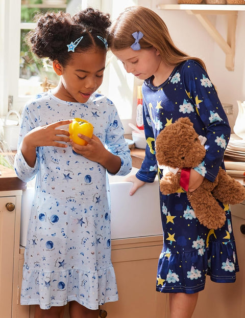 Arshiner Girls' Sleepwear Long Sleeve Cute Nightie Pajama Dress