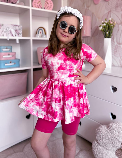 Arshiner Girls Summer Outfits Short Sleeve Ruffle Hem Top and Biker Shorts Set Girl Clothes 6-14 Years
