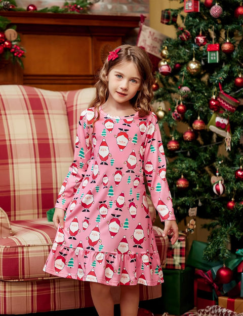 Arshiner Girls' Sleepwear Long Sleeve Cute Nightie Pajama Dress