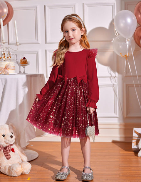 Arshiner Girls Tulle Dresses with Bow Tie Party Dress