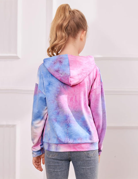 Arshiner Girls Tie Dye Sweatshirts Loose Casual Hoodies Tops