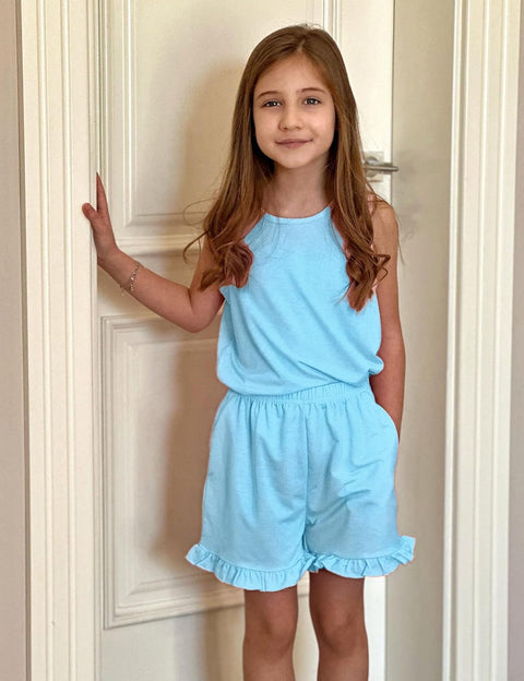 Arshiner Girls Pajamas Ruffle Sleepwear Tank Top and Shorts Set Pjs Outfit