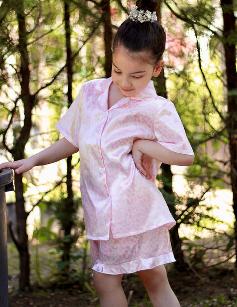 Arshiner Girls Pajamas Silk Satin Pajama Set
