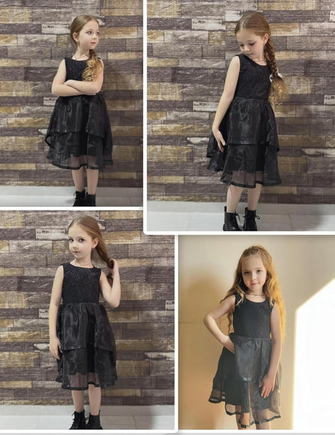 Arshiner Girls Dress Formal Party Fluffy Tulle Sleeveless Belted Dresses 3-11Y