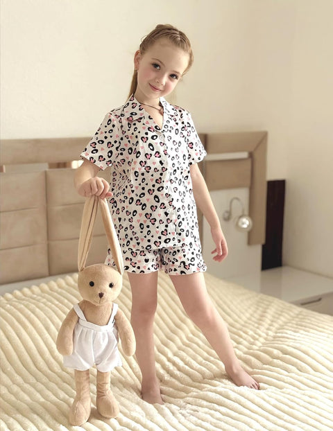 Arshiner Girls Pajamas Silk Satin Pajama Set