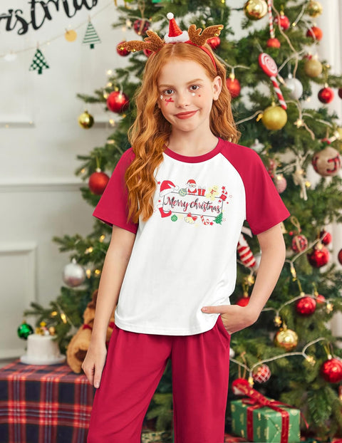 Arshiner Girls 2 Piece Outfits Short Sleeve Tops and Jogger Set