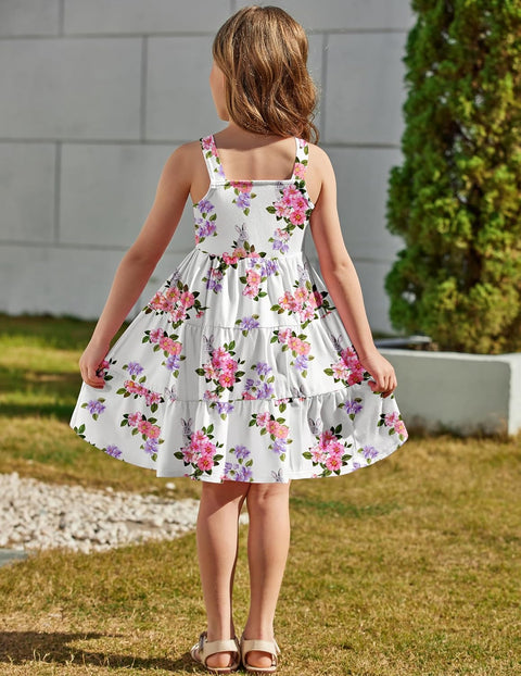 Arshiner Toddler Girl Dresses Casual Sleeveless Swing Flowy Sundress