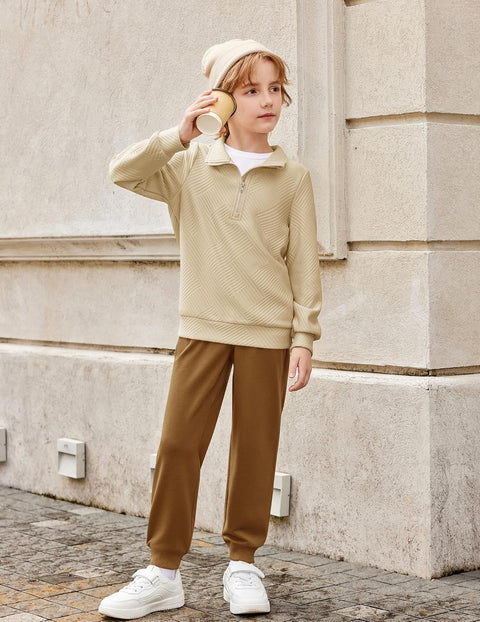 Arshiner Boys Half Zip Sweatshirt and Pants Outfit 2Pcs Set