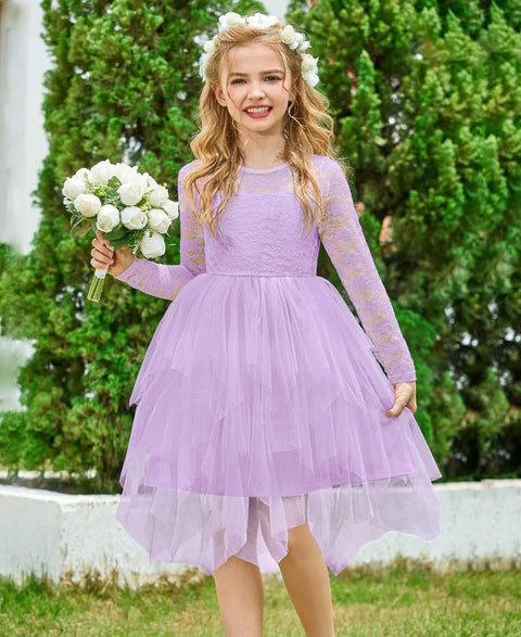 Arshiner Flower Girl Dress Toddler Contrast Lace Tutu Tulle Dresses