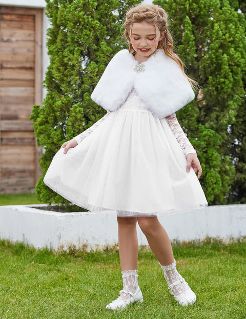 Arshiner Flower Girl Dress V Back Lace Tulle Party Dresses