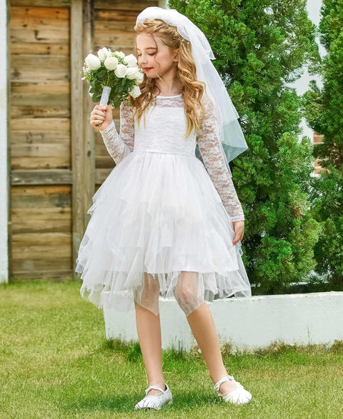Arshiner Flower Girl Dress Toddler Contrast Lace Tutu Tulle Dresses