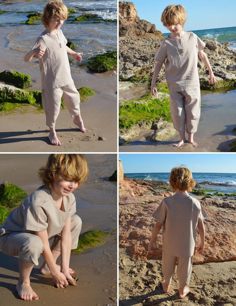 Arshiner Boy's 2 Pieces Clothes Set Henley Shirt and Harem Capri Pants