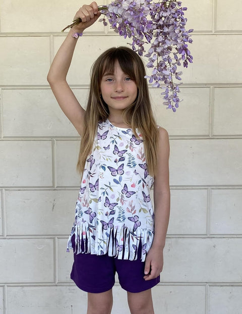 Arshiner Girls Summer Outfits Sleeveless Fringe Tank Top and Elastic Waist Pocketed Shorts Set Girl Clothes 6-14 Years