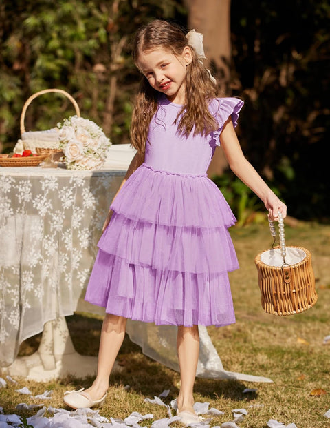 Arshiner Toddler Tutu Dress Girls Fluffy Tiered Summer Dresses Cute Party Tulle Sundress for Kids 2-7Y