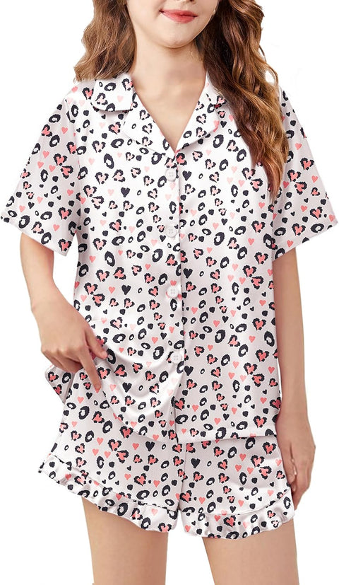 Arshiner Girls Pajamas Silk Satin Pajama Set