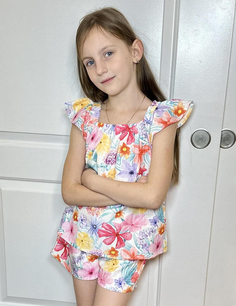 Arshiner Girls Shorts Sets Cap Sleeve Top and Elastic Waist Shorts Outfit