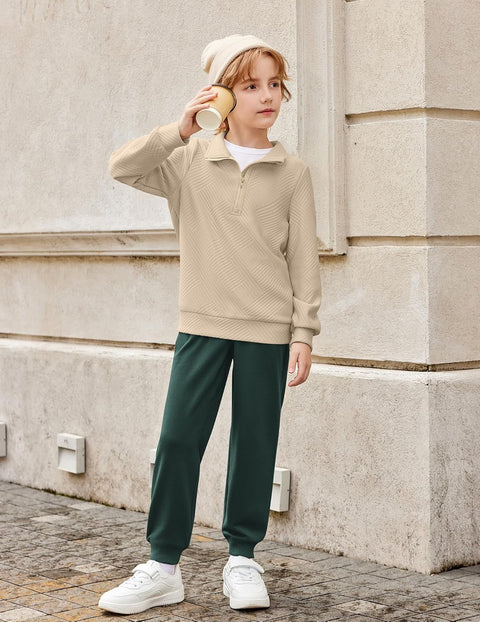 Arshiner Boys Half Zip Sweatshirt and Pants Outfit 2Pcs Set