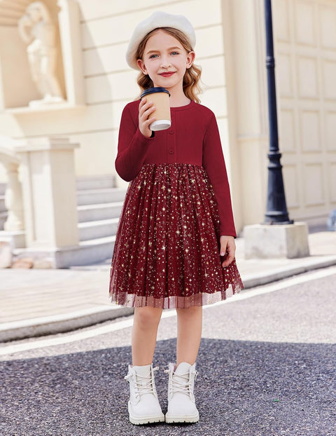 Arshiner Toddler Girls Tutu Dress Long Sleeve Party Dresses