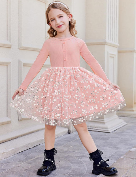 Arshiner Toddler Girls Tutu Dress Long Sleeve Party Dresses