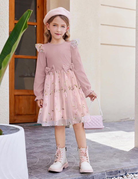 Arshiner Girls Tulle Dresses with Bow Tie Party Dress