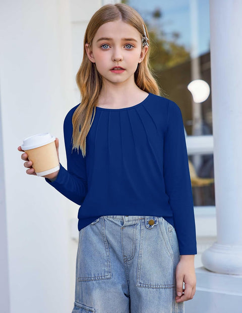 Arshiner Girls Pleated Long Sleeve Shirts
