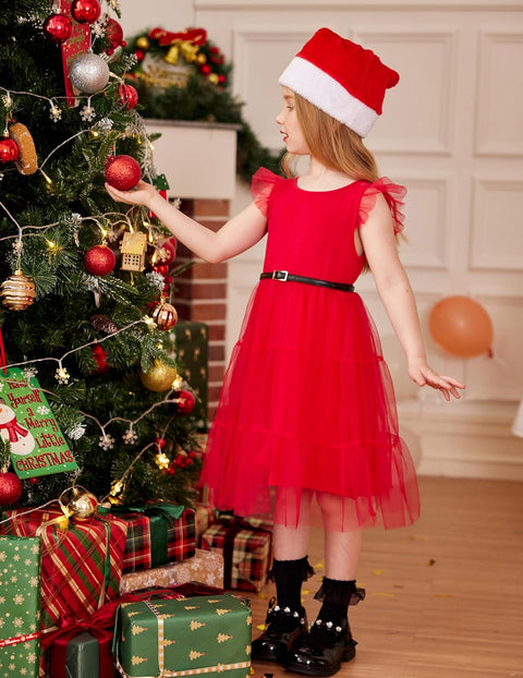 Arshiner Toddler Baby Girl Dress Ruffle Sleeveless Tulle Dresses 2-6