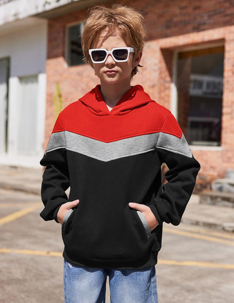 Arshiner Boy's Color Block Pullover Fleece Hoodie Sweatshirt