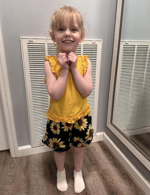 Arshiner Toddler Girls Clothes Ribbed Knit Ruffle Sleeveless Tops and Shorts with Pockets Cute Summer 2 Pieces Short Sets