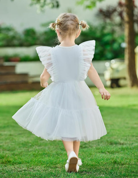 【2-6T】Arshiner Toddler Tutu Dress Girls Tulle Ruffle Bowknot Dresses