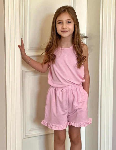 Arshiner Girls Pajamas Ruffle Sleepwear Tank Top and Shorts Set Pjs Outfit