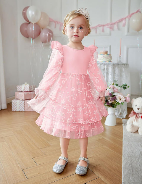 Arshiner Toddler Girls Tiered Tutu Dress Fall Formal Dresses