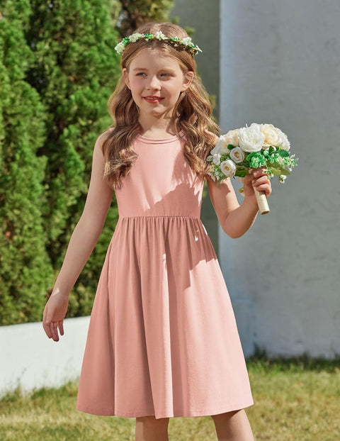 【2-6Y】Arshiner Toddler Girls Dress Back Bowknot Twirly Sundress with Pockets