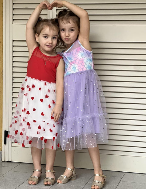 [2T-7Y] Arshiner Toddler Sleeveless Formal Dress Fancy Cute Tulle Glitter Dresses