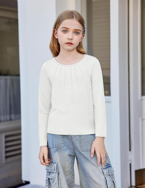 Arshiner Girls Pleated Long Sleeve Shirts