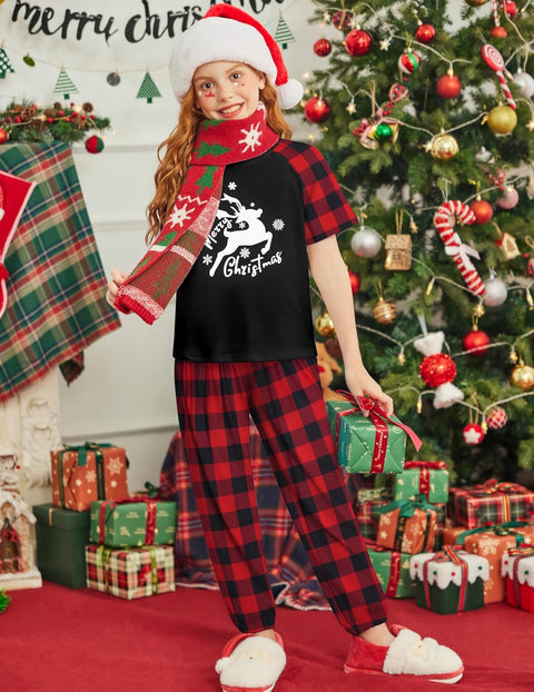 Arshiner Girls 2 Piece Outfits Short Sleeve Tops and Jogger Set
