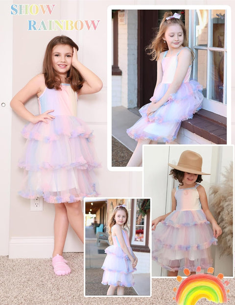 Arshiner Toddler Girls Tulle Dress Tiered Ruffle Fluffy Tutu Dresses 2-8 Years