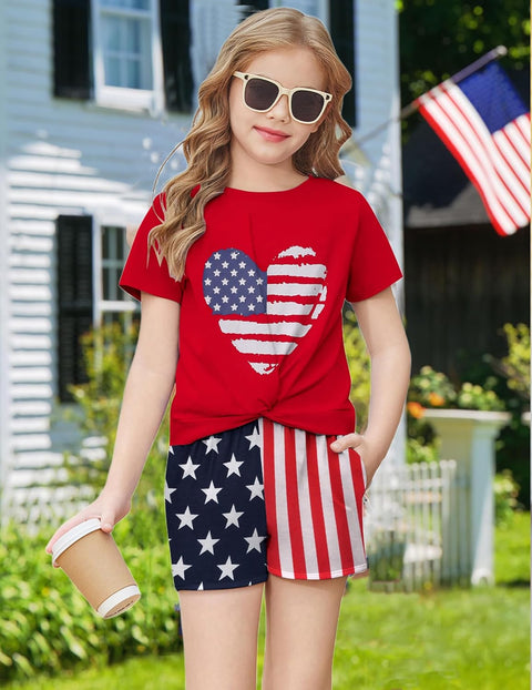 Arshiner Girls Clothing Sets Twist Front Top and Shorts 2 Piece Outfits Activewear Tracksuit 5-14 Year