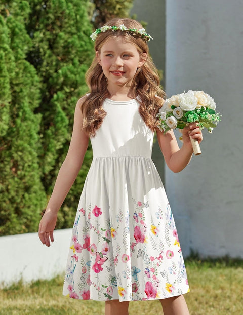 【2-6Y】Arshiner Toddler Girls Dress Back Bowknot Twirly Sundress with Pockets