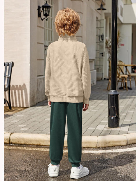 Arshiner Boys Half Zip Sweatshirt and Pants Outfit 2Pcs Set