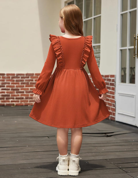 Arshiner Toddler Sweater Dress Ruffle Ribbed Knit Dresses