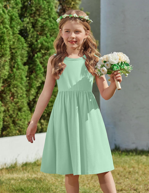 【2-6Y】Arshiner Toddler Girls Dress Back Bowknot Twirly Sundress with Pockets
