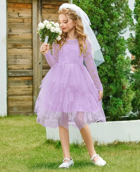 Arshiner Flower Girl Dress Toddler Contrast Lace Tutu Tulle Dresses