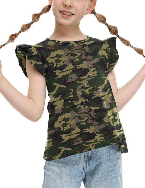Arshiner Girls Shirts Ruffle Short Sleeve Cute Casual Tops Blouse Tee