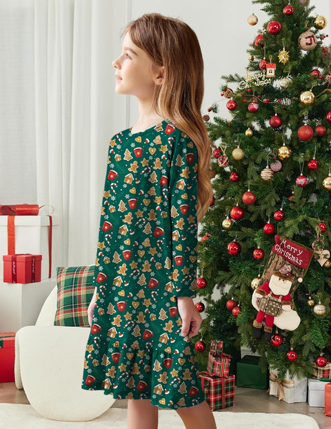 Arshiner Girls' Sleepwear Long Sleeve Cute Nightie Pajama Dress