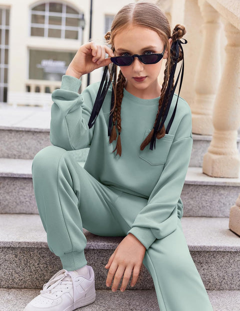 Arshiner Girls 2 Piece Outfits Oversize Sweatshirt and Sweatpant Sets