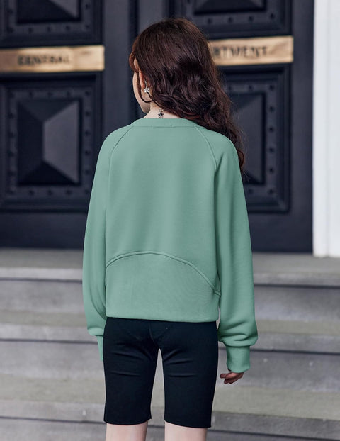 Arshiner Girls Sweatshirt Crop Tops Cropped Ribbed Shirts