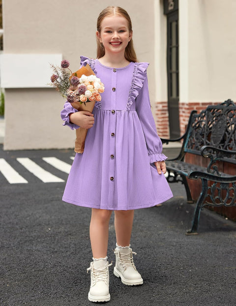 Arshiner Toddler Sweater Dress Ruffle Ribbed Knit Dresses