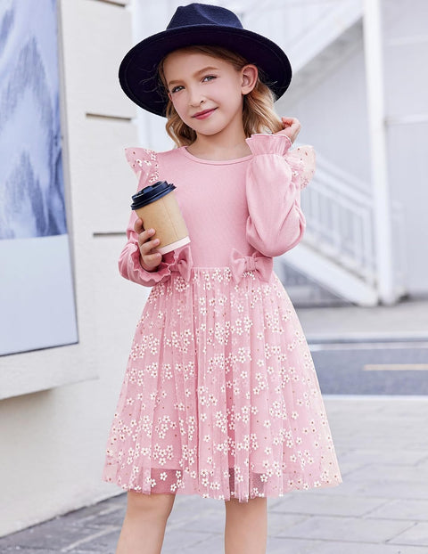 Arshiner Girls Tulle Dresses with Bow Tie Party Dress