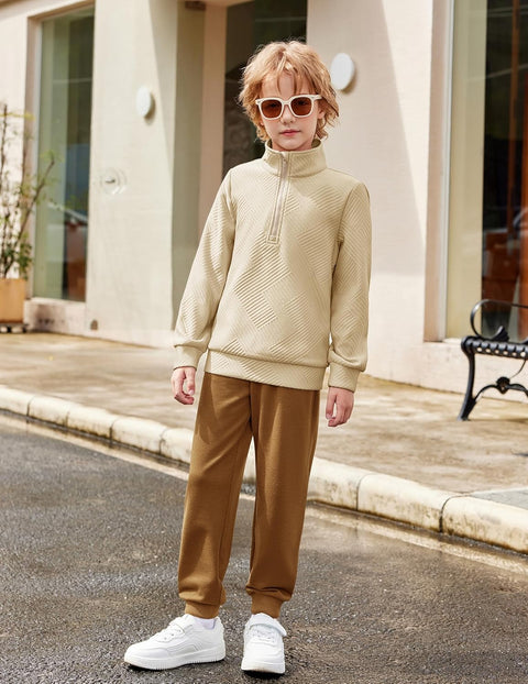 Arshiner Boys Half Zip Sweatshirt and Pants Outfit 2Pcs Set