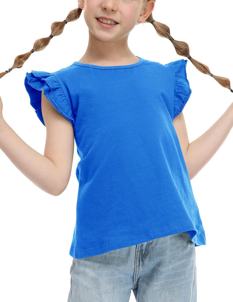 Arshiner Girls Shirts Ruffle Short Sleeve Cute Casual Tops Blouse Tee